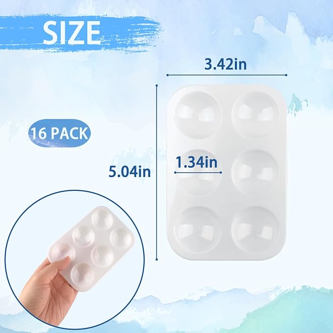 16PCS White Plastic Paint Trays - Essential for Painting Parties, DIY Crafts, and Art Painting