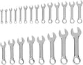 TEKTON Stubby Combination Wrench Set, 22-Piece | WCB90407 | (6 - 32 mm, Common Sizes), Chrome Finish