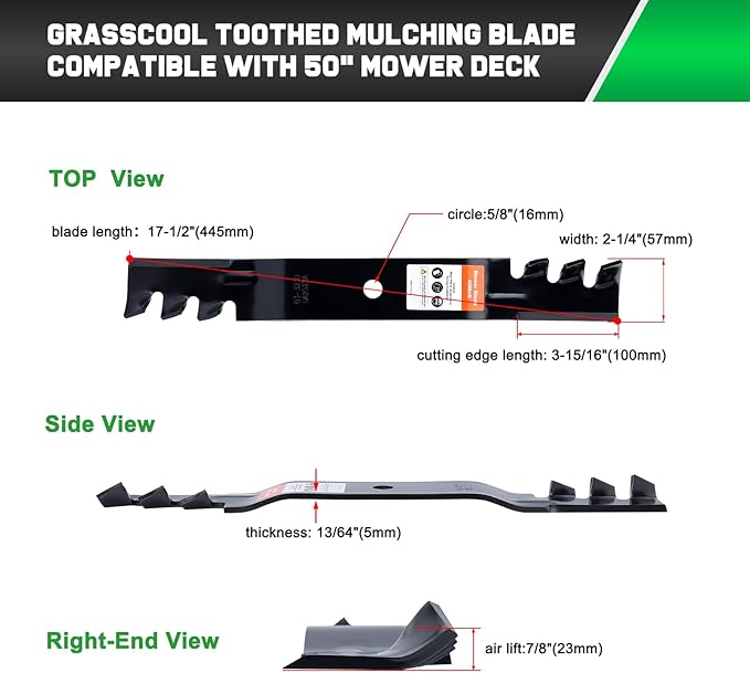 Grasscool SS5000 Timecutter 50 inch 115-5059-03 Mulching Mower Blades for Toro Time Cutter MX5050 MX5000 MX5075 Z5000 50'' Deck Zero Turn Replace 110-6837-03