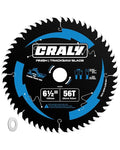 CRALY 6-1/2 Inch 56 Teeth Track Saw Blade, Ultra Finish Wood Cutting Plunge Circular Saw Blade, 5/8 Inch Arbor, Carbide Tipped, Thin Kerf, Black Ice™, for Plywood, MDF, OSB, Laminated(C0656TS)