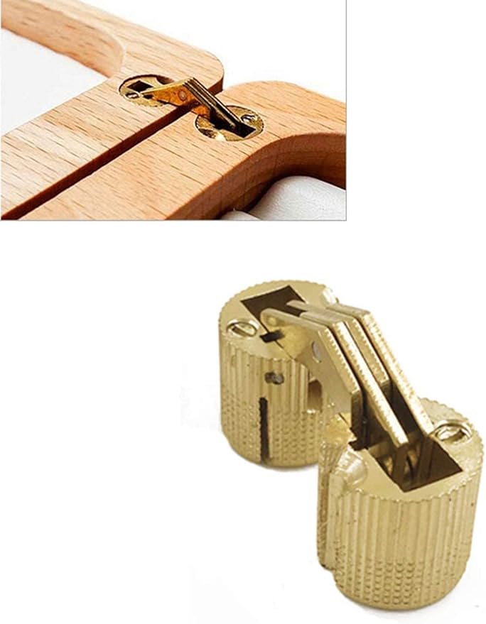 12 Pcs 14mm Brass Barrel Hinges Hidden Invisible Cabinet Furniture Hinges Concealed 180 Degree Opening Angle