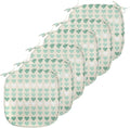 Lunarable Aquamarine Chair Seating Cushion Set of 6, Romantic Pattern with Heart Shapes in Rows, Anti-Slip Seat Padding for Kitchen & Patio, 16"x16", Champagne Laurel Green