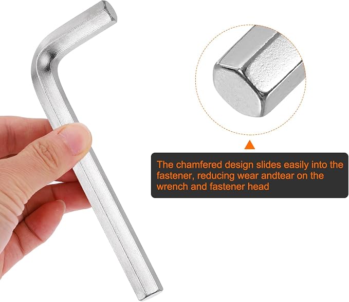 HARFINGTON 3pcs Hex Key Wrench 12mm Cr-V Steel L-Shape Hexagon Metric Wrenches Repairing Tool for Home DIY Bike Motorcycle Repair, Silver