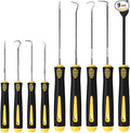 9PCS Hook and Pick Tool Set with Scraper- Automotive Pick Set with Metal Pick Tools & Ergonomic Grip, Mechanic Tool Set for Car Repair, O-Rings, Gaskets, and Tight Spaces