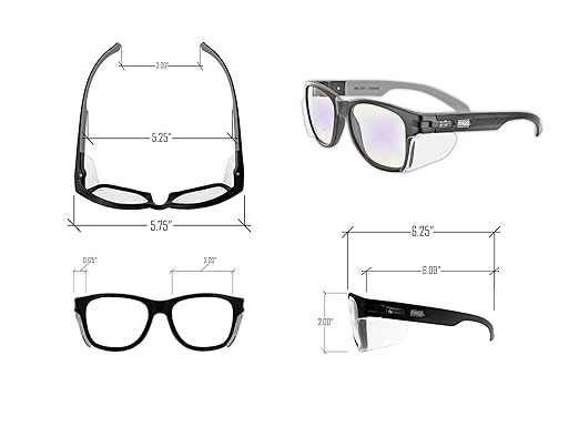 MAGID Y50 Safety Glasses for Construction | Black Frame — 6 Pairs, Blue Blocking Lens | Side Shields, ANSI Z87.1+, Anti-Fog, Scratch-Resistant, 99.9% UV Protection, Polycarbonate Lens