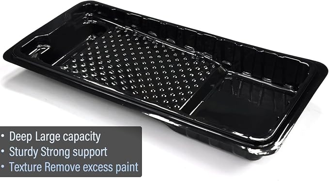 Great Andrew Jumbo Paint Roller Tray Liner 4 Inch, 12 PCS Disposable Small Plastic Paint Trays Liners Perfect for Smaller Projects, DIY Painting etc. (Black)