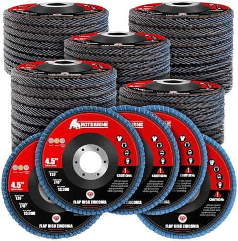 50 Pack 80 Grit T29 Zirconia Flap Discs 4.5" x 7/8" T27 for 4 1/2 Inch Angle Grinder Flap Wheels Heavy-Duty Grinding & Sanding Discs for Metal, Wood, Stainless Steel