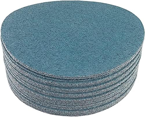 Starcke Premium 8 Inch Hook and Loop Grip Sanding Discs - No Hole Blue Zirconia - For Wood Floors (50, 80 Grit)