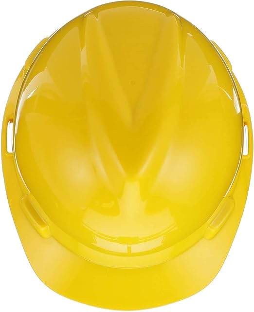 MSA 475360 V-Gard Cap Style Safety Hard Hat With Fas-Trac III Ratchet Suspension | Polyethylene Shell, Superior Impact Protection, Self Adjusting Crown-Straps - Standard Size in Yellow