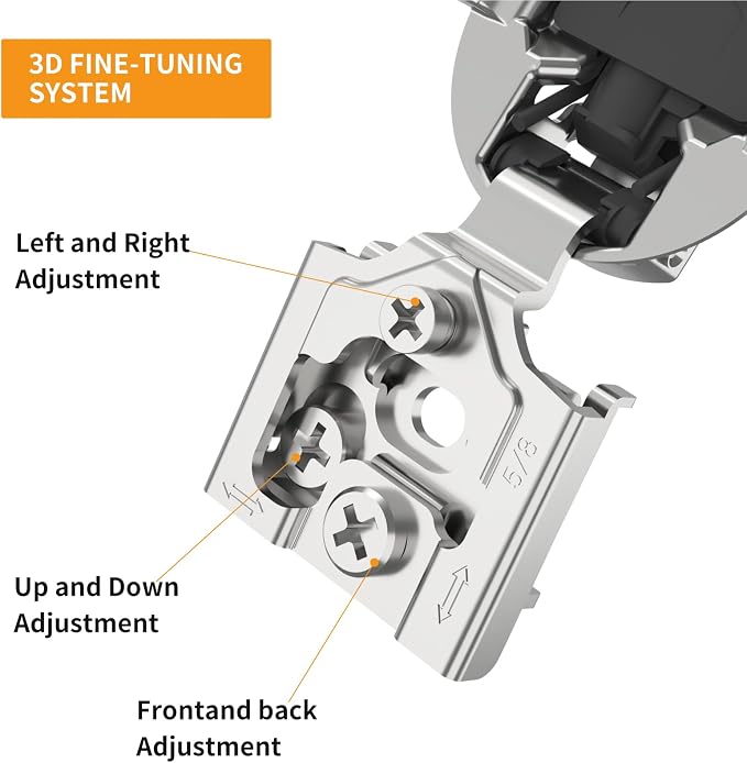 Chibery 6 Pack 5/8" Overlay 3D Soft Close Concealed Hinge for Face Frame Door, Satin Nickel, Hidden 105 Open Angle Stainless Steel Hinge for Kitchen Cabinet Door