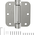 HOSOM Self Closing Door Hinges 3.5 Inch, Spring Loaded Hinges, Adjustable Tension for Interior Door, UL Listed, for Left and Right Hand Door, 5/8'' Radius Corners, Brushed Nickel, 1 Pack