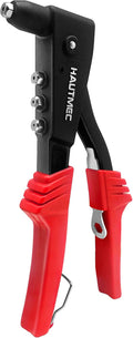 HAUTMEC Pop Rivet Gun with 4 Interchangeable Rivet Heads and Portable Wrench, Heavy Duty Durable Hand Riveter for Metal, HT0125-HR