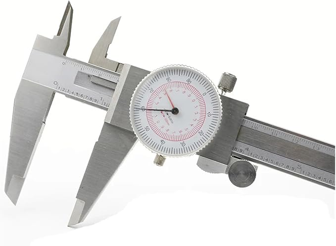 Dial Caliper 6" 8" 12" / 150 200 300mm Metric/INCH Standard MM Dual Hand Reading Scale Vernier Caliper with Dial Thickness Gauge(0-300mm 12inch)