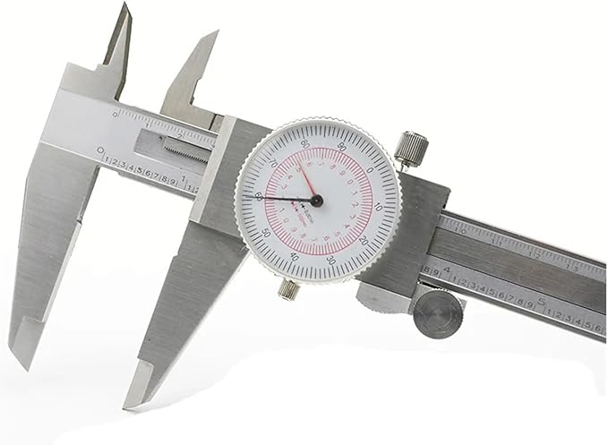 Dial Caliper 6" 8" 12" / 150 200 300mm Metric/INCH Standard MM Dual Hand Reading Scale Vernier Caliper with Dial Thickness Gauge(0-150mm 6inch)