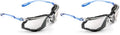 3M Safety Glasses, Virtua CCS, ANSI Z87, Anti-Fog, Indoor/Outdoor Mirrored Lens, Blue Frame, Corded Ear Plug Control System, Removable Foam Gasket (Pack of 2)