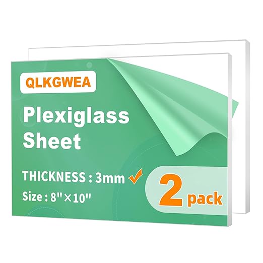 8X10 Plexiglass Sheets 1/8 inch Thick,3mm Clear Acrylic Sheet, Plexi Glass Panel for DIY Project, Craft, Window Glass, Picture Frame, Table Top,Acrylic Sign and Wedding Invitation 2 Pack