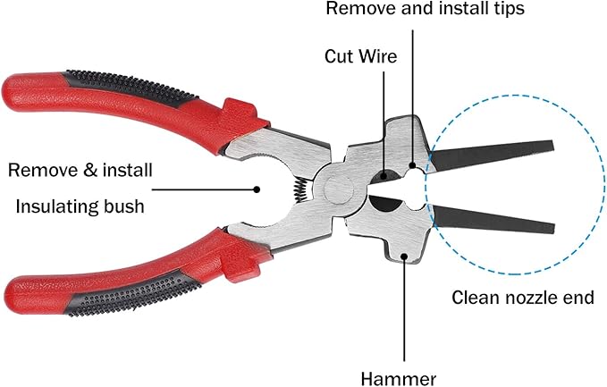 KEILEOHO 2 PCS 8 Inch Mig Welding Pliers with Metal Sheet Thickness Gauge, Multi Function Carbon Steel Welding Pliers with Insulated Handle, Welding Plier for Metal Fabricator Wire Cutting
