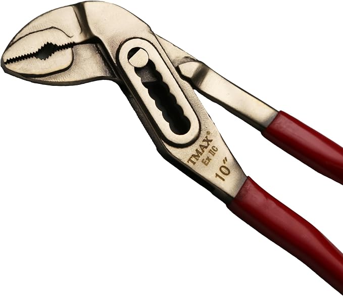 TMAX Non-Sparking 10" Adjustable Water Pump Plier, Aluminum Bronze Safety | Alligator V-Jaw, Tongue & Groove Joint | Spark-Free Non-Magnetic Corrosion-Resistant | Safety Tool For Hazardous Environment