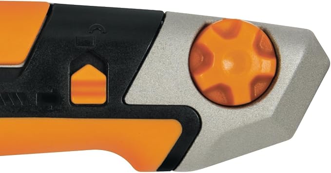 Fiskars CarbonMax Snap-Off Knife, Length 16,5cm, Including (18mm), Stainless Steel Blade/Plastic Handle, 1027227, Orange/Black