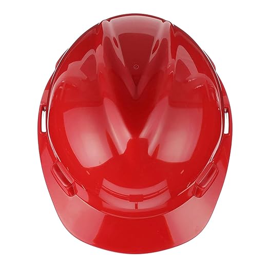 MSA 475363 V-Gard Cap Style Safety Hard Hat With Fas-Trac III Ratchet Suspension | Polyethylene Shell, Superior Impact Protection, Self Adjusting Crown Straps - Standard Size in Red