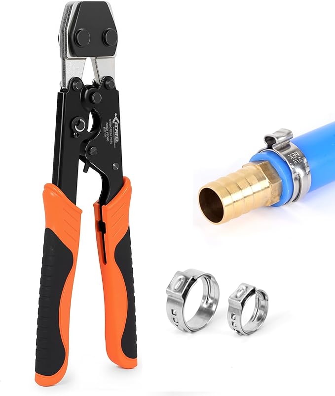 KF CPTEC PEX Clamp Tool for 1/2 inch and 3/4 inch PEX clamp rings - Pipe clamp crimping tools for 3/8 to 1 inch PEX cinch clamps, PEX clamp pliers