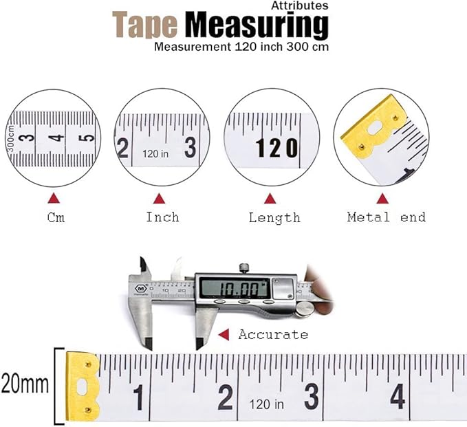 Measuring Tape for Sewing, 120 Inch Soft Fabric Cloth Tape Measure for Body Measurement, 5 Pack Double Scale Seamstress Tailor Ruler for Waist Clothing Nursing Craft(Green)