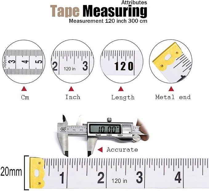 Measuring Tape for Sewing, 120 Inch Soft Fabric Cloth Tape Measure for Body Measurement, 5 Pack Double Scale Seamstress Tailor Ruler for Waist Clothing Nursing Craft(Green)