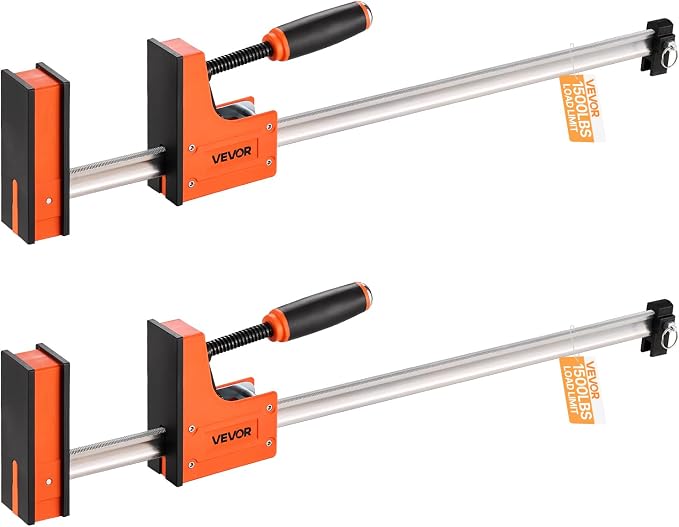 VEVOR Bar Clamps for Woodworking, 2-Pack 36 inch Parallel Clamp Set, F-Clamp with 1500 lbs Load Limit, Even Pressure, High-strength Plastic and Carbon Steel, for Woodworking Metal Working, Orange