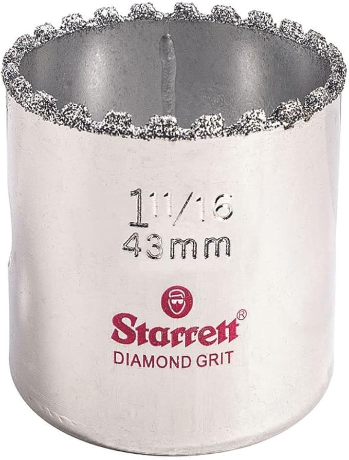 Starrett Diamond Grit Hole Saw, 1-11/16" Dia, 1-5/8" Depth | Effortless Cutting Through Tough Materials, 1-11/16 In Diameter, For Non-Metallic Materials, KD1116-N