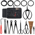 Gardening Tools，10PCS Bonsai Tool Kit ，Hand Made Set Carbon Steel Shear Cutter Scissor Wire Plant Gardening Nylon Case