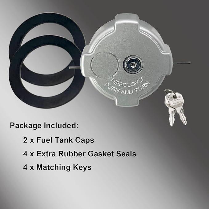 03-37017-002 Truck Fue/l Tank Locking Gas Cap, 1996-2022 Freightliner 108SD | Aluminum, Fits 114SD 122SD Argos/y Cascadia Columbia Diese/l Semi Truck, 3 In 1/4 Quarter Turn with Keys & Gaskets, 2PCS