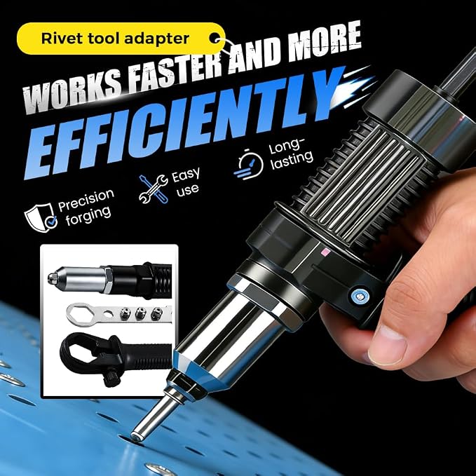 Professional Electric Rivet Gun Adapter Kit, 2026 New Electric Rivet Nut Gun Drill Adapter, Rivet Gun Tool Riveter Drill Attachment for Cordless Electric Power Drills (2 Set)