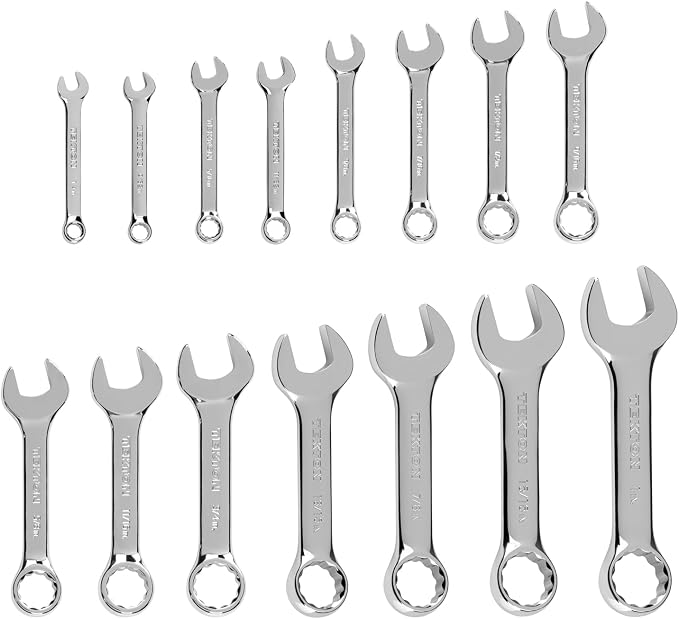TEKTON Stubby Combination Wrench Set, 15-Piece | WCB90410 | 1/4 - 1 in.