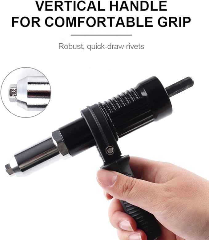 Electric Rivet Nut Drill Adapter, 2026 Professional Electric Rivet Gun Adapter Kit for Power Drill with 3/32" 1/8" 5/32" 3/16" Nosepieces, Heavy Duty Alloy Steel Riveting Tool for Automotive (Red)