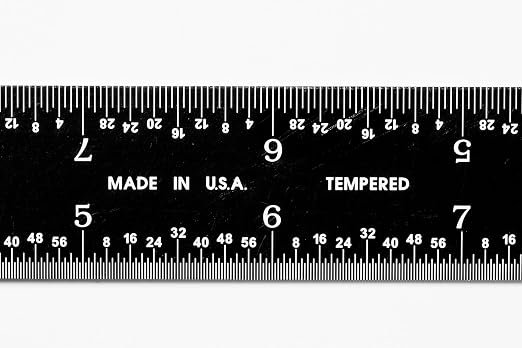 PEC Tools 12-Inch Rigid Stainless Steel Mechinist Ruler, High-Contrast Black Chrome Finish, 3R Graduation (1/32", 1/64", 1/10", 1/50"), Trusted by Professionals, Made in USA