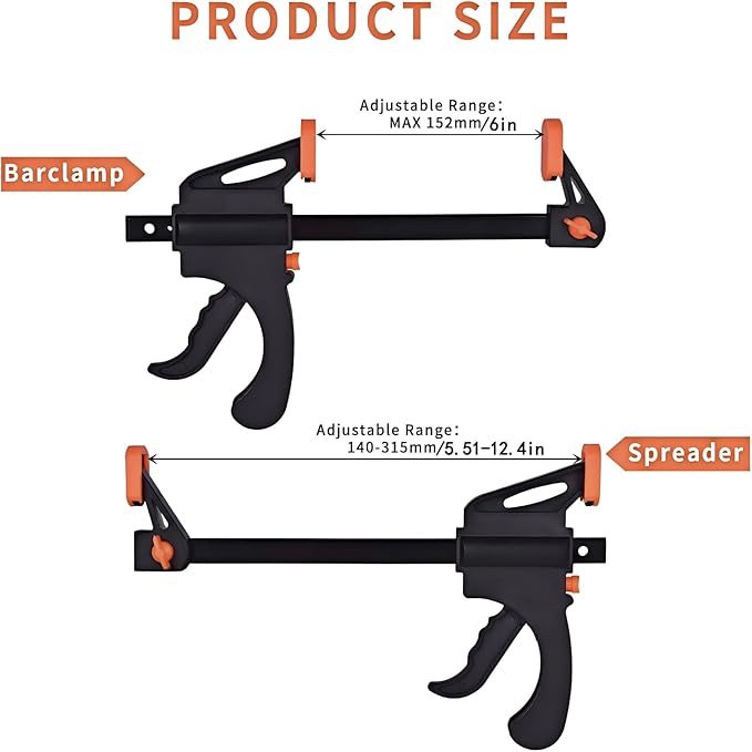 6 Inch Bar Clamps for Woodworking, 2 Pcs Trigger Quick Grip, Mini Clamps for Wood Gluing