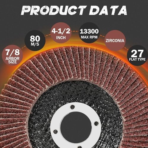4.5 Inch Flap Discs 40 PCS - Assorted Grit 40 60 80 120 Aluminum Oxide Abrasive Grinding Discs, Angle Grinder Sanding Wheels for Metal Wood