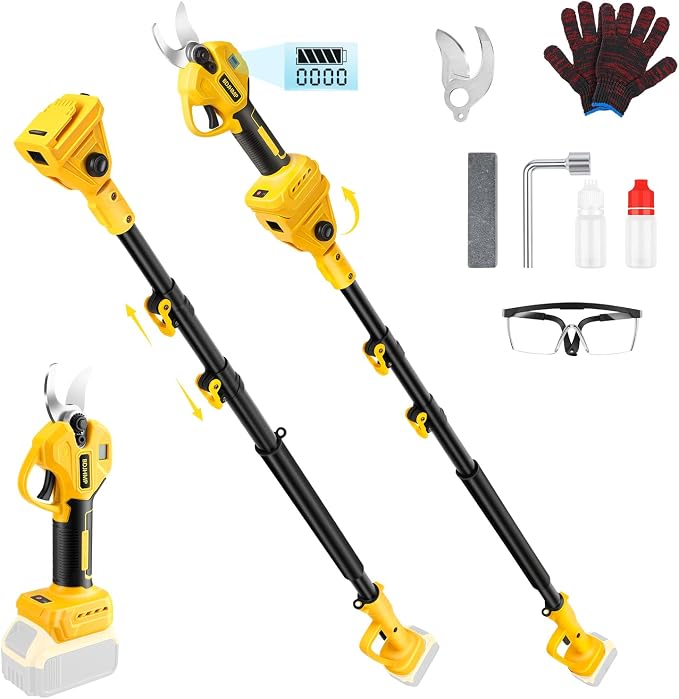 For Dewalt 20V Max Electric Pruning Shears, 2-in-1 Brushless Electric Pruner, Cordless Garden Tools Pruner Branch Cutter, 1.4" Cutting Diameter, 8.4ft Extension Pole, Tool Only