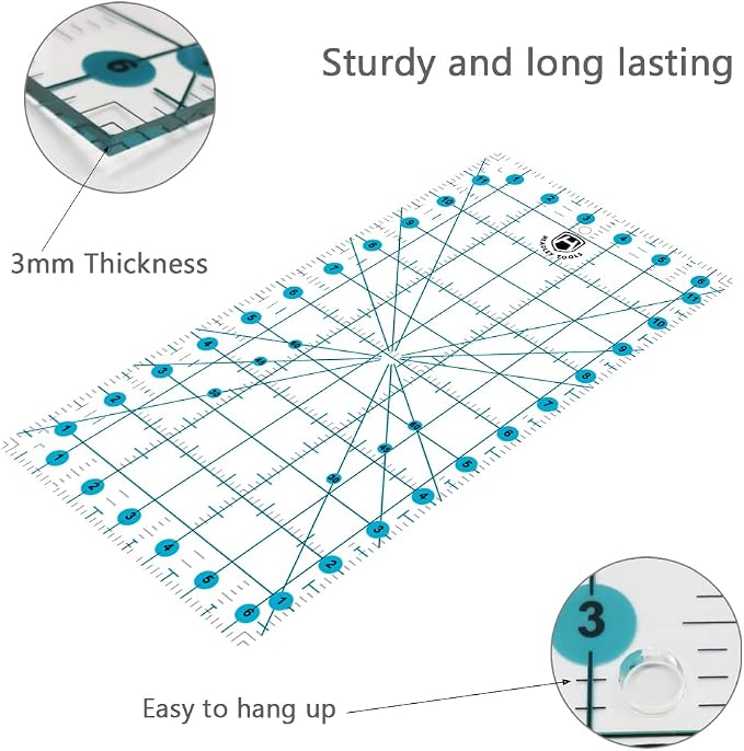 Headley Tools Rotary Cutter Set - 45mm Fabric Cutter, 5 Extra Rotary Blades, A3 Cutting Mat, Quilting Ruler and Sewing Clips, Craft Knife Set, Ideal for Crafting, Sewing, Patchworking,Turquoise