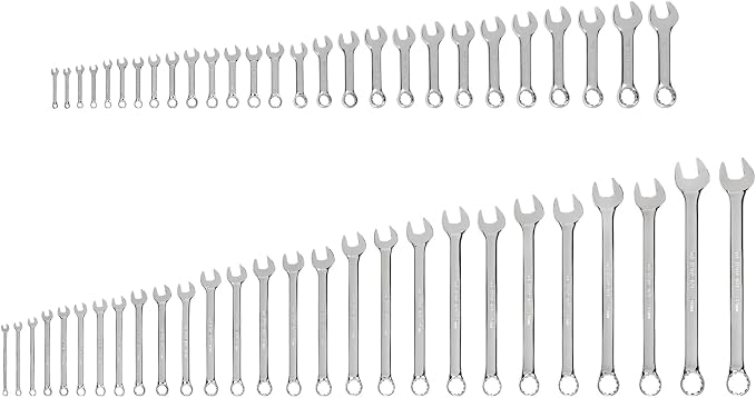 TEKTON Stubby and Standard Combination Wrench Set, 54-Piece | WCB90908 | (6 - 32 mm), Chrome Finish