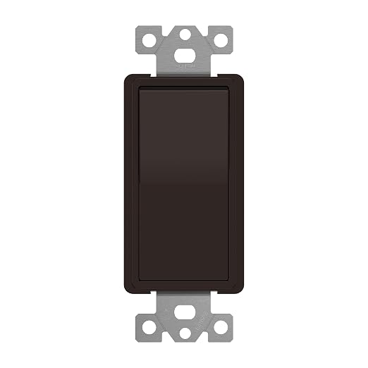 ENERLITES 4-Way Decorator Paddle Rocker Light Switch, Gloss Finish, Clamp Down Wiring, Grounding Screw, Residential Grade, 15A 120V/277V, UL Listed, 94150-BR, Brown