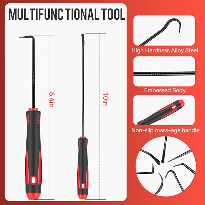 12PCS Precision Pick Set - Easy Removal Tool for Automotive Oil Seals, O-Rings, and Gaskets, Lock Pick Set, Picks, Pick Tool (12, Black 12)