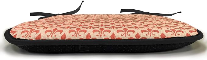 Lunarable Fleur De Lis Chair Cushion Pads Set of 2, Pattern with Royal Baroque Style Medieval Elements Historic, Anti-Slip Seat Padding for Kitchen & Patio, 16"x16", Burgundy Sand Brown