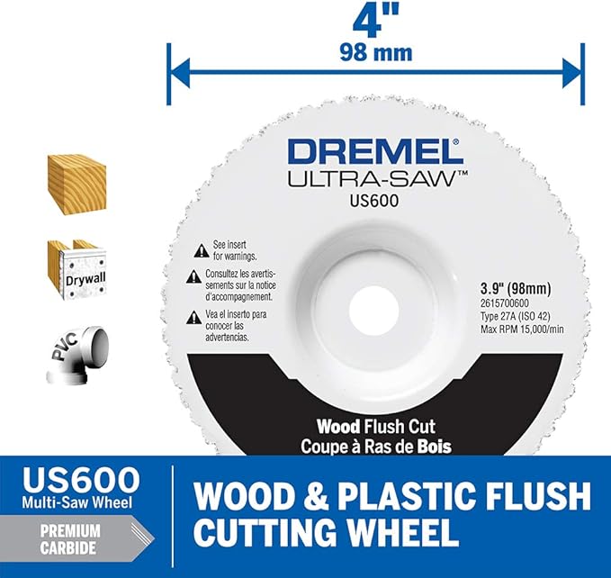Dremel US40 Ultra-Saw Corded Compact Saw Tool Kit with 3 Cutting Wheels and Auxiliary Handle
