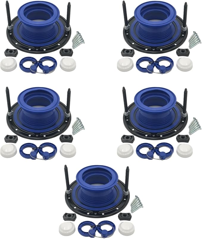 One N Done Toilet Flange Repair Kit - Toilet Kit For Low or Broken Flange. Toilet Wax Ring Replacement Kit W/Toilet Flange Extender Kit, Easy Toilet Bolts, & Toilet Caps For Bottom of Toilet. 5X