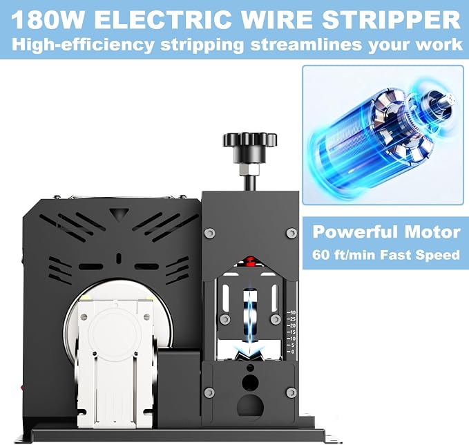 Electric Wire Stripper Machine, 0.06"-1.18" Automatic Wire Stripping Machine, Wire Stripping Tool for 1.5-25 mm Scrap Wire, Copper Wire Stripper Power Tool for Leftover Cable Recycling