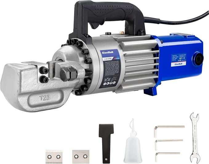 1" Electric Hydraulic Rebar Cutter 2-3S Cutting Speed Portable Rebar Cutter Cutting Rebar 4-25mm #8 120v/60hz (RC25 Blue/Black)