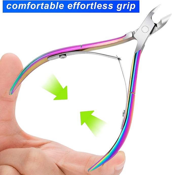 4 Packs Cuticle Nipper, Premium Stainless Steel Cuticle Trimmer for Manicure & Pedicure at Home/Spa/Salon [Rainbow Color]