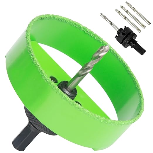 4-1/8 Inch Carbide Hole Saw for 4" Recessed Lights, Cutting Plaster Drywall Ceiling Sheetrock, 2X Faster