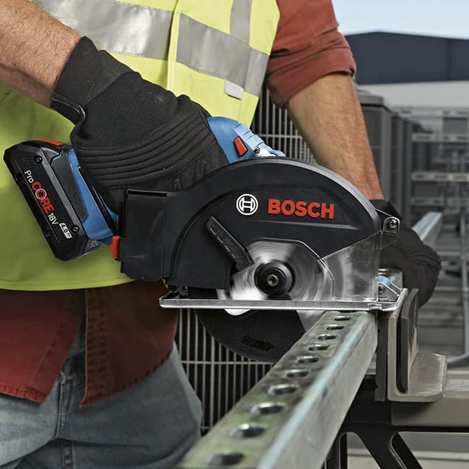 Bosch Professional Cordless Circular Saw GKM 18V-50 (Faster Work Progress, Limited Sparks and Chips, Without Batteries and Charger, in Cardboard Box)